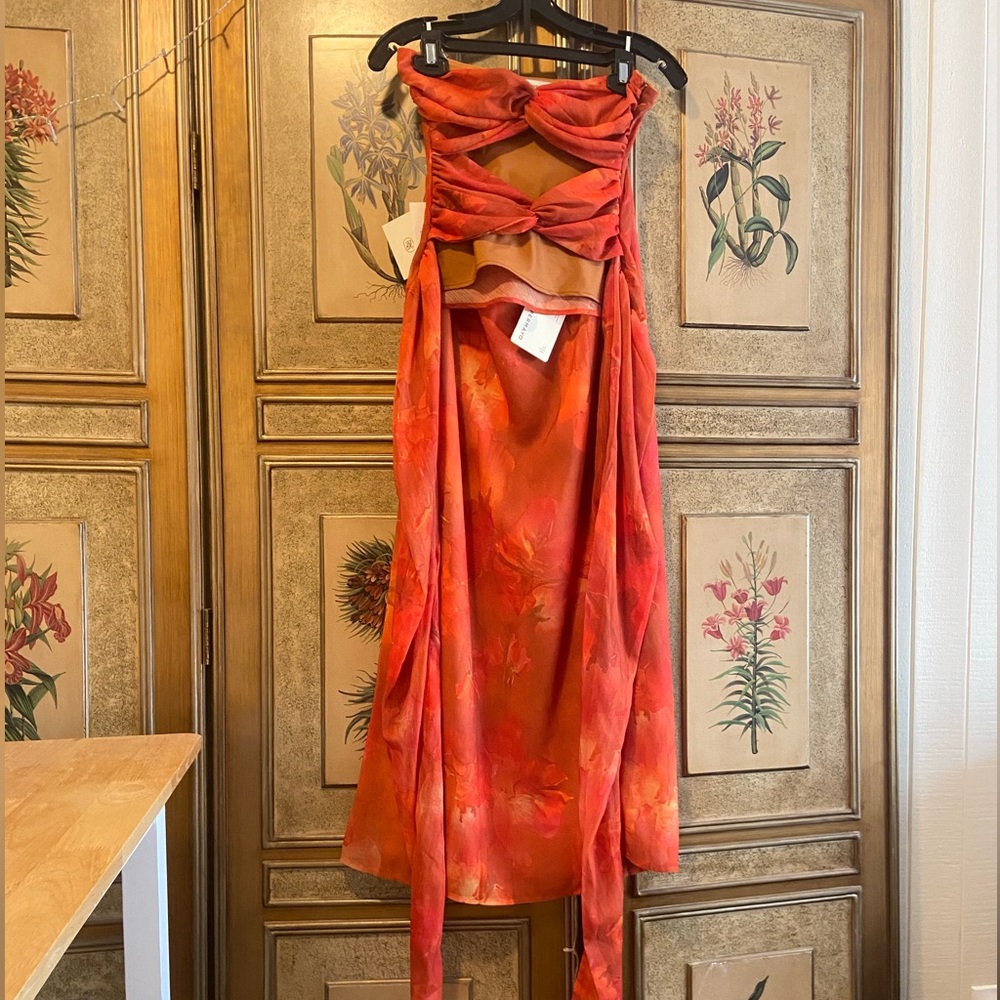Peppermayo Red-Orange Twist Front two piece Set